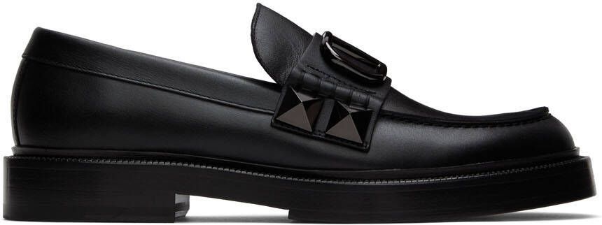 Valentino Garavani Black Stud Sign Loafers