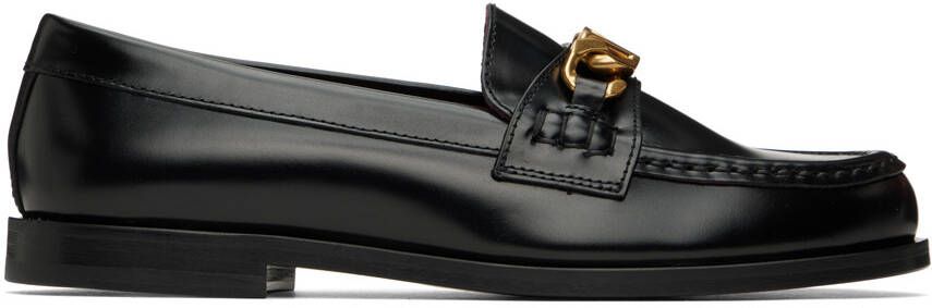 Valentino Garavani Black VLogo Chain Loafers - Picture 5