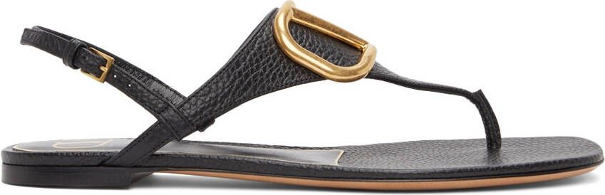 Valentino Garavani Black VLogo Signature Flat Sandals - Picture 5