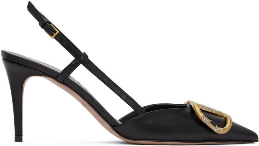 Valentino Garavani Black VLogo Slingback Heels - Picture 5