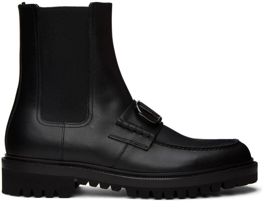 Valentino Garavani Black VLogo Strap Chelsea Boots