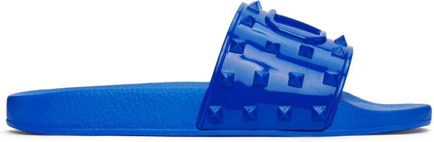 Valentino Garavani Blue Rubber Summer VLogo Slides - Picture 5
