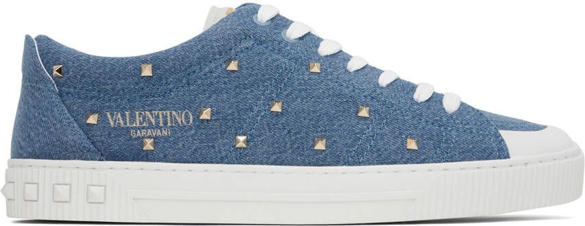 Valentino Garavani Blue Studded Sneakers - Picture 5