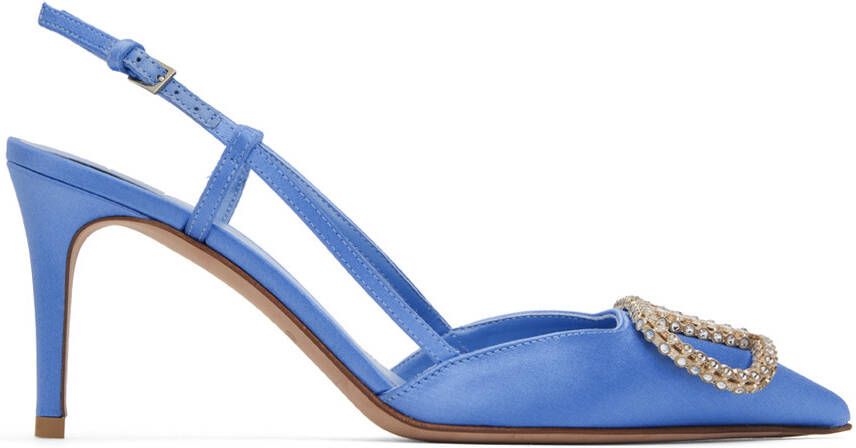 Valentino Garavani Blue VLogo Heels - Picture 5