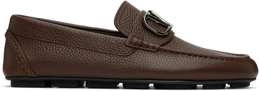 Valentino Garavani Brown Driving Loafers - Picture 5