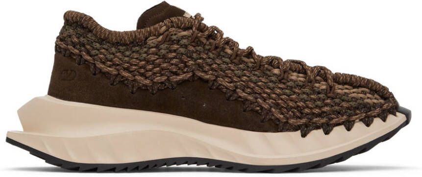 Valentino Garavani Brown Outdoor Crochet Sneakers - Picture 5