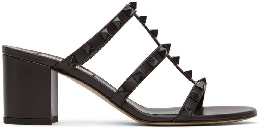 Valentino Garavani Brown Rockstud Heeled Sandals - Picture 2