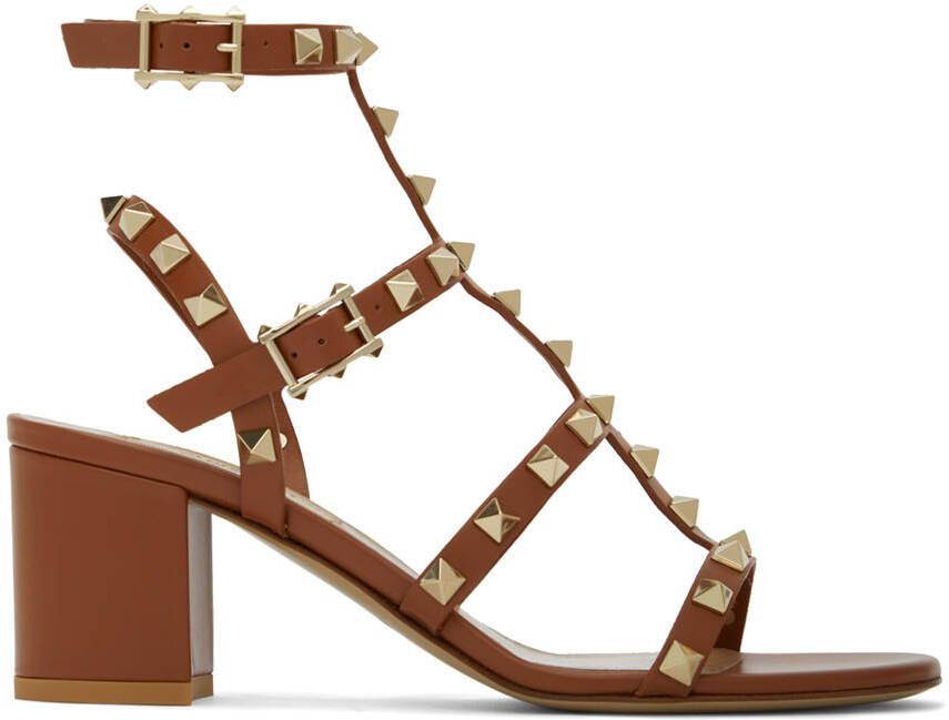 Valentino Garavani Brown Rockstud Heeled Sandals