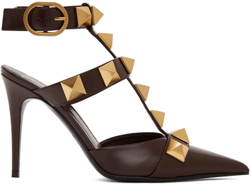 Valentino Garavani Brown Roman Stud Heels