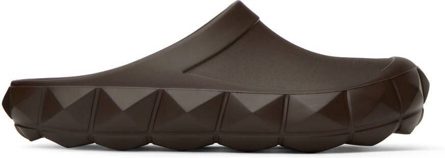 Valentino Garavani Brown Roman Stud Turtle Clogs - Picture 5