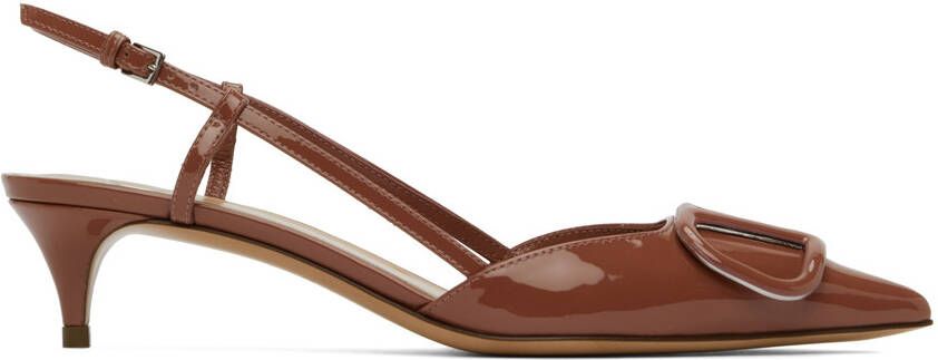 Valentino Garavani Brown VLogo Slingback Heels - Picture 5