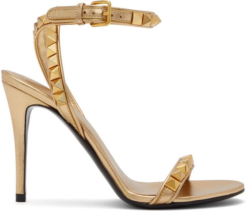 Valentino Garavani Gold Rockstud No Limit Heeled Sandals - Picture 5