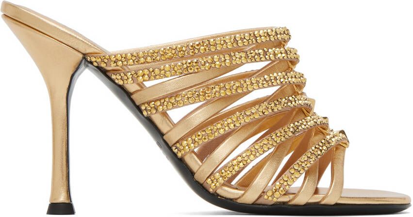 Valentino Garavani Gold Rockstud Strappy 100 Heeled Sandals - Picture 5