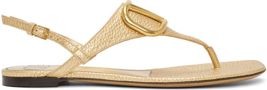 Valentino Garavani Gold VLogo Signature Flat Sandals - Picture 5