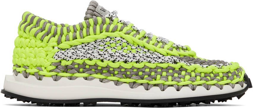 Valentino Garavani Green & Grey Crochet Sneakers - Picture 5
