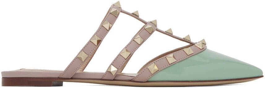 Valentino Garavani Green Rockstud Mules - Picture 5