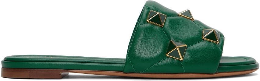 Valentino Garavani Green Roman Stud Slides - Picture 5