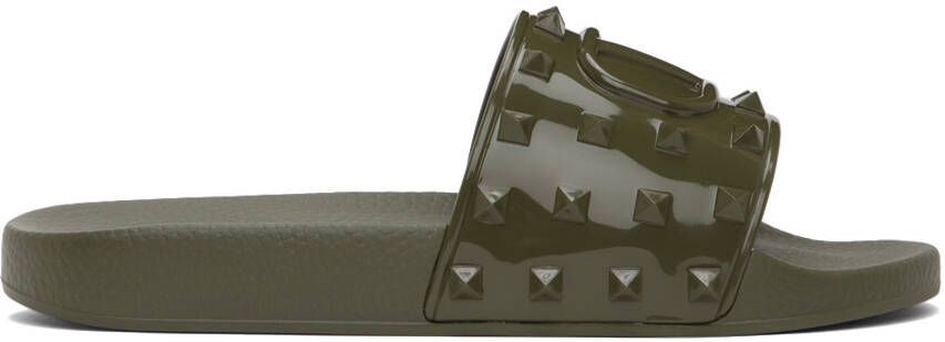 Valentino Garavani Green Rubber Summer VLogo Slides - Picture 5