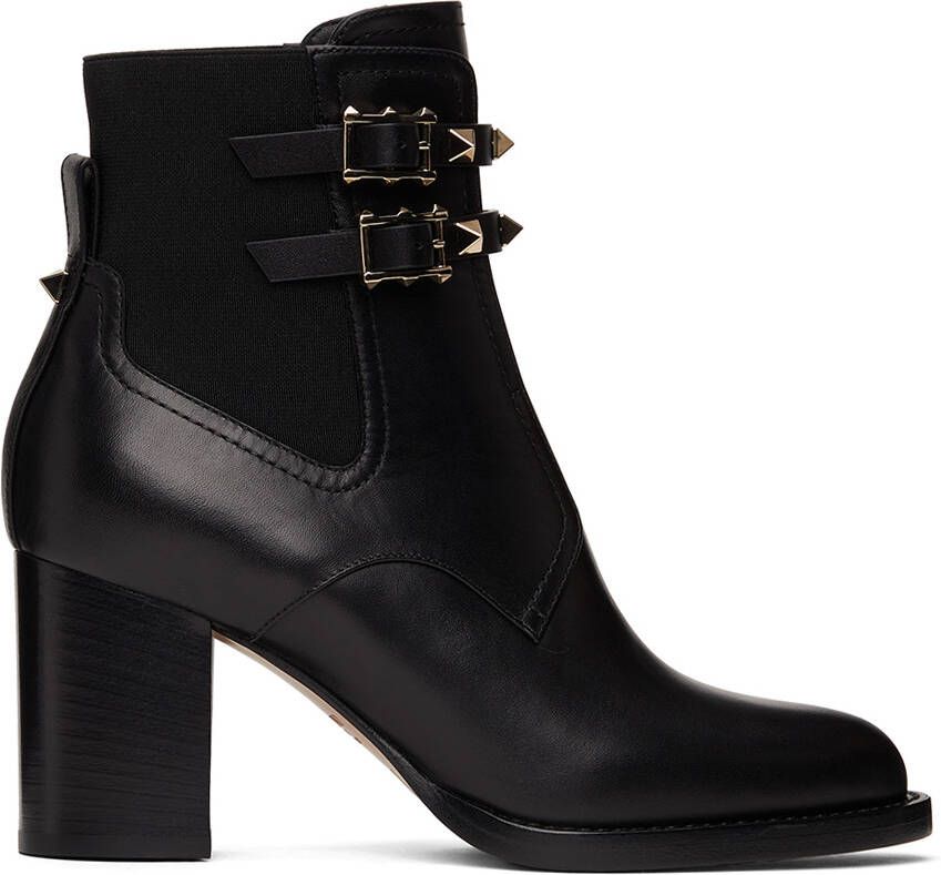 Valentino Garavani Leather Double Strap Rockstud Boots