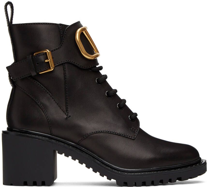 Valentino Garavani Leather VLogo Combat Boots - Picture 4