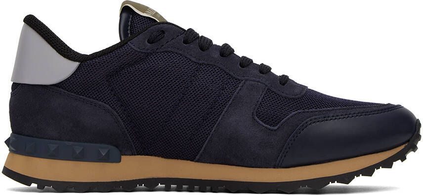 Valentino Garavani Navy Rockrunner Sneakers - Picture 5