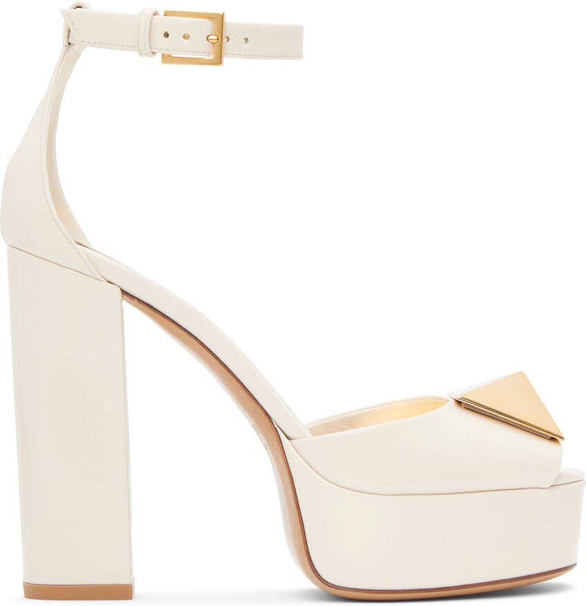 Valentino Garavani Off-White One Stud 120 Heeled Sandals - Picture 5