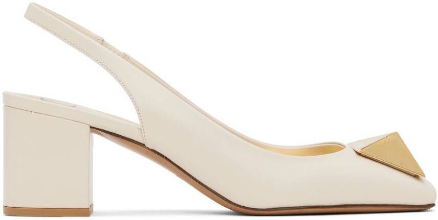 Valentino Garavani Off-White One-Stud Slingback 60 Heels - Picture 5
