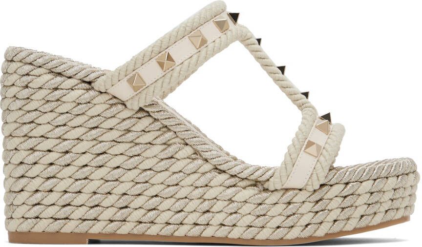 Valentino Garavani Off-White Rockstud Heeled Sandals