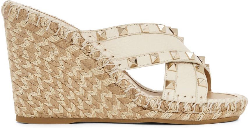 Valentino Garavani Off-White Rockstud Heeled Sandals - Picture 5