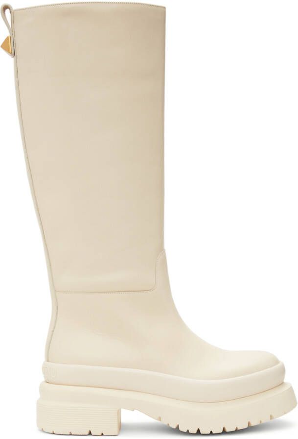 Valentino Garavani Off-White Roman Stud Boots - Picture 2