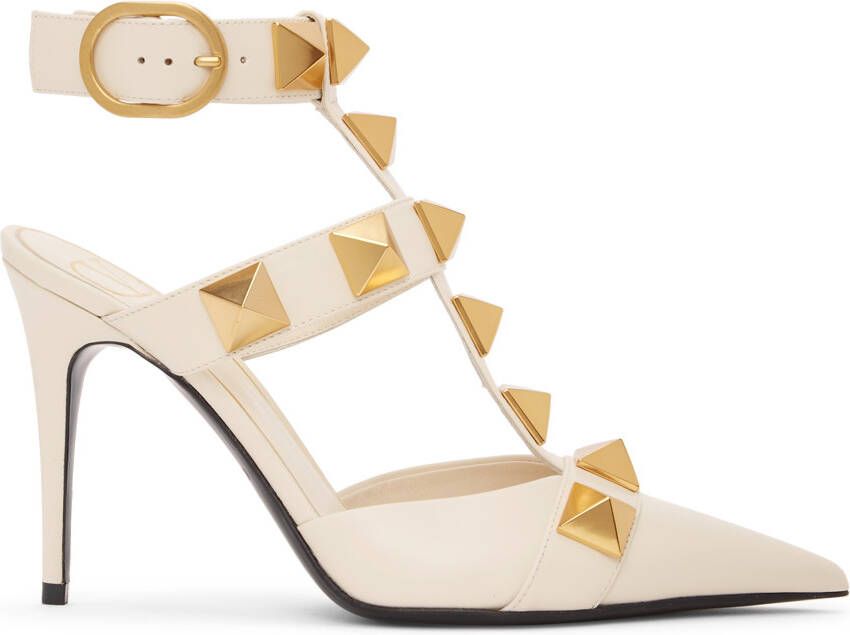 Valentino Garavani Off-White Roman Stud Heels - Picture 5