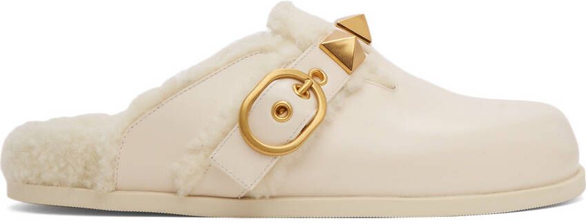 Valentino Garavani Off-White Roman Stud Mule Loafers - Picture 5
