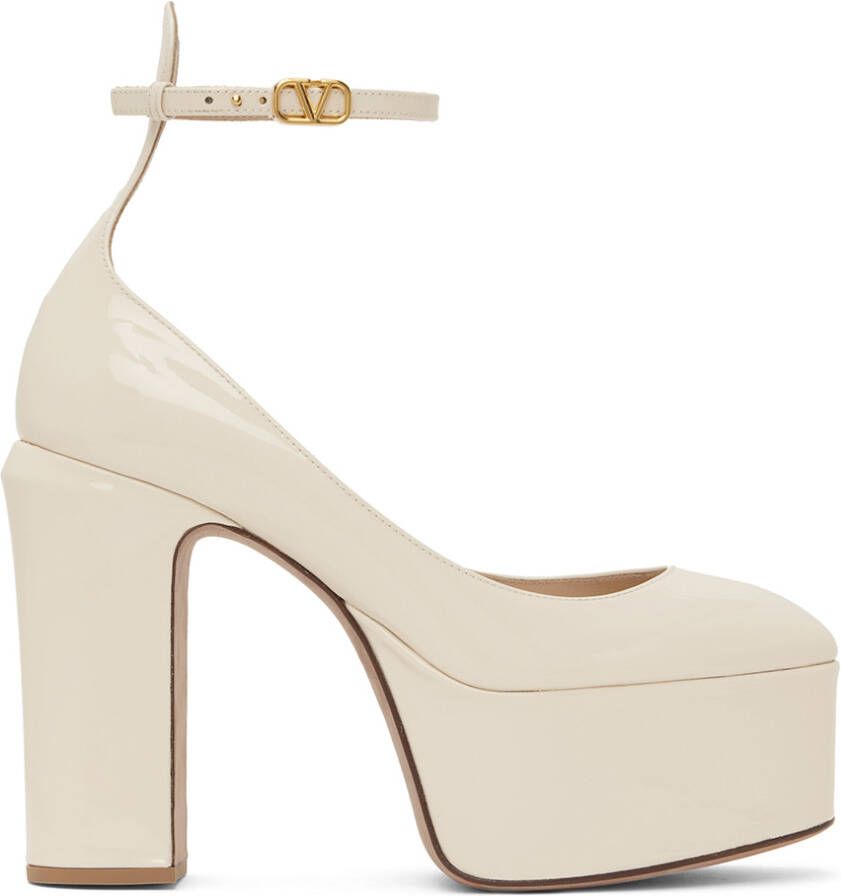 Valentino Garavani Off-White Tan-Go Platform Heels