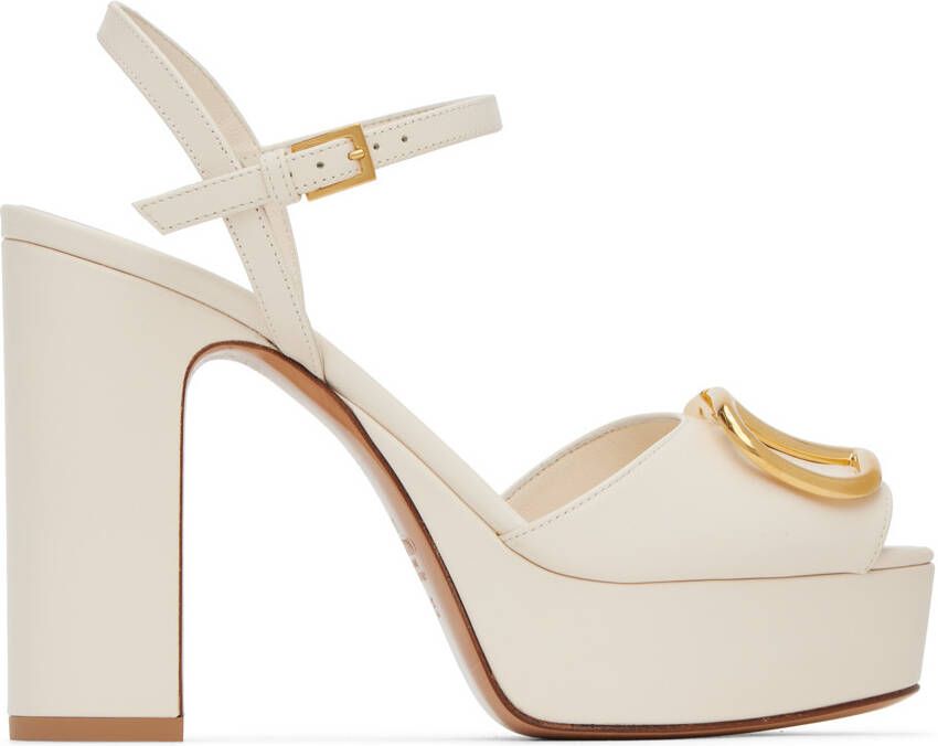 Valentino Garavani Off-White Vlogo Platform Sandals - Picture 4