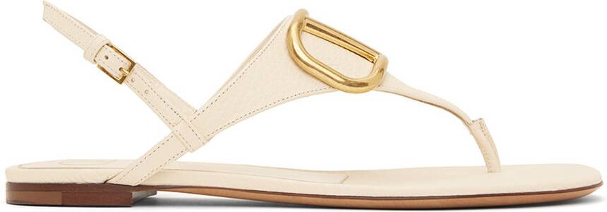 Valentino Garavani Off-White VLogo Signature Flat Sandals