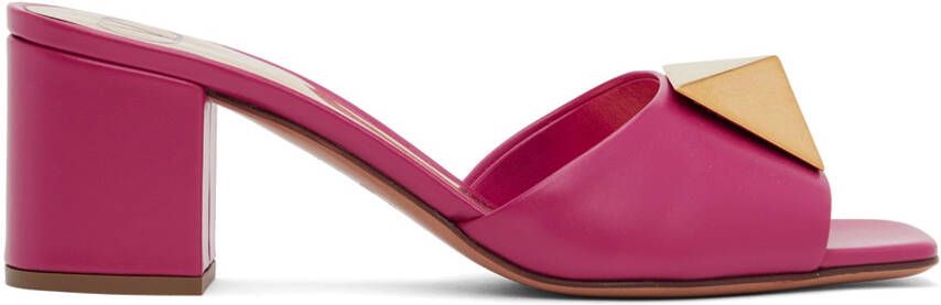 Valentino Garavani Pink One Stud Heeled Sandals