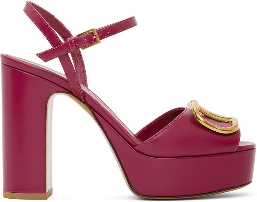 Valentino Garavani Pink Platform Heeled Sandals - Picture 5