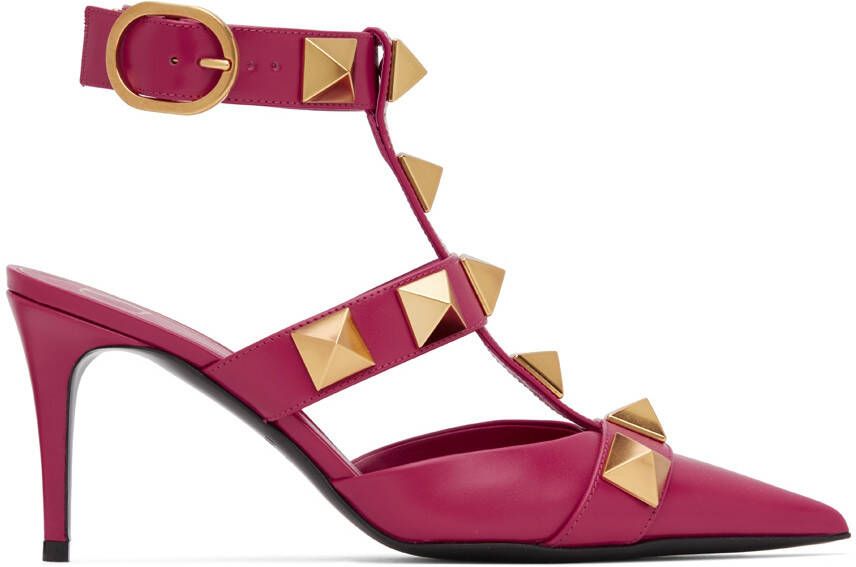 Valentino Garavani Pink Roman Stud Heels - Picture 5