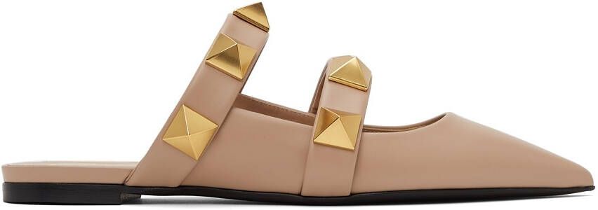 Valentino Garavani Pink Roman Stud Slippers - Picture 5