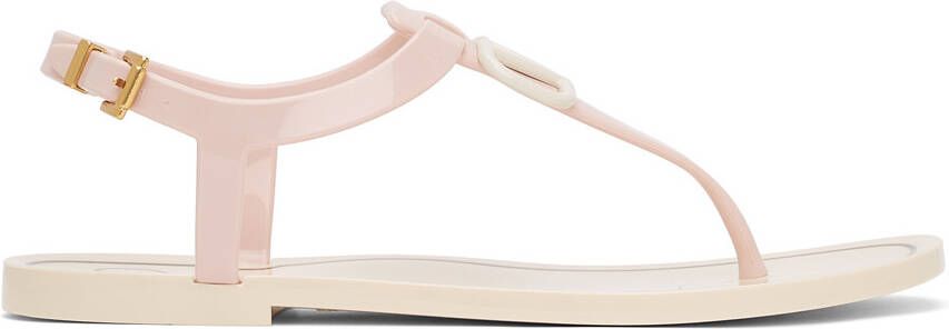 Valentino Garavani Pink Rubber VLogo Flat Sandals - Picture 5