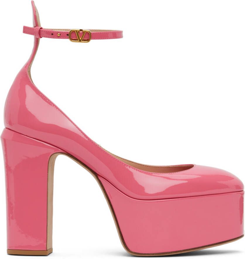 Valentino Garavani Pink Tan-Go Platform Pump Heels - Picture 4
