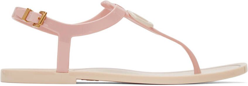 Valentino Garavani Pink VLogo Flat Sandals - Picture 5