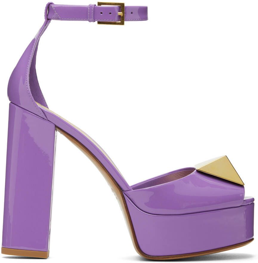 Valentino Garavani Purple One Stud Platform Sandals - Picture 5