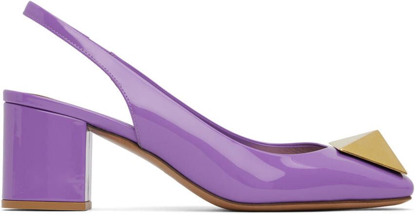 Valentino Garavani Purple One Stud Slingback Heels - Picture 5