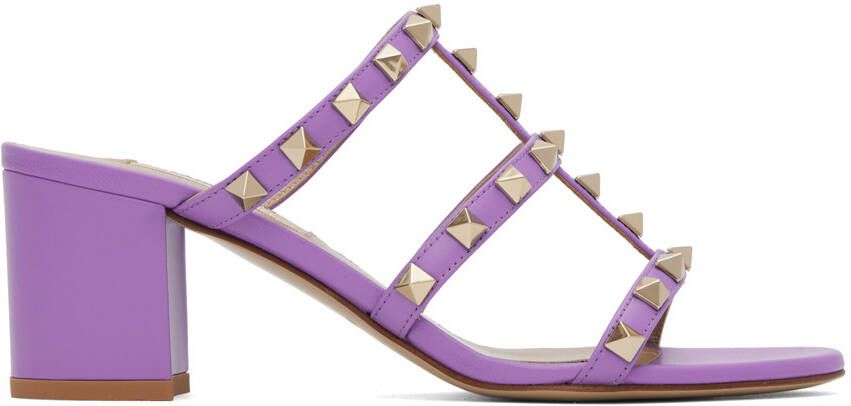 Valentino Garavani Purple Rockstud Heeled Sandals - Picture 5