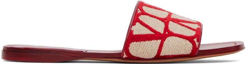 Valentino Garavani Red & Beige Logo Slides
