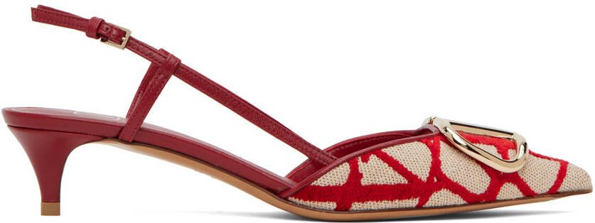 Valentino Garavani Red & Beige VLogo Heels