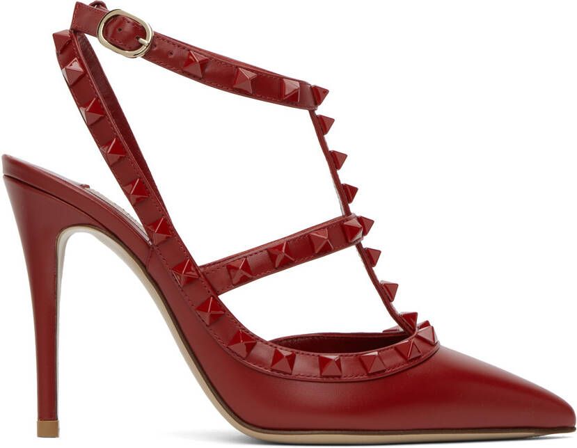 Valentino Garavani Red Caged Rockstud Heels - Picture 5