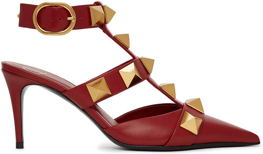 Valentino Garavani Red Roman Stud 80 Heels - Picture 5