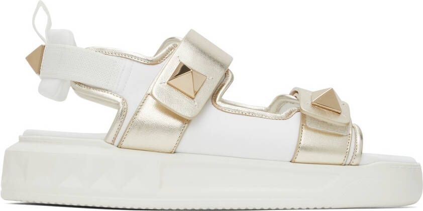 Valentino Garavani Silver & White Velcro Sandals